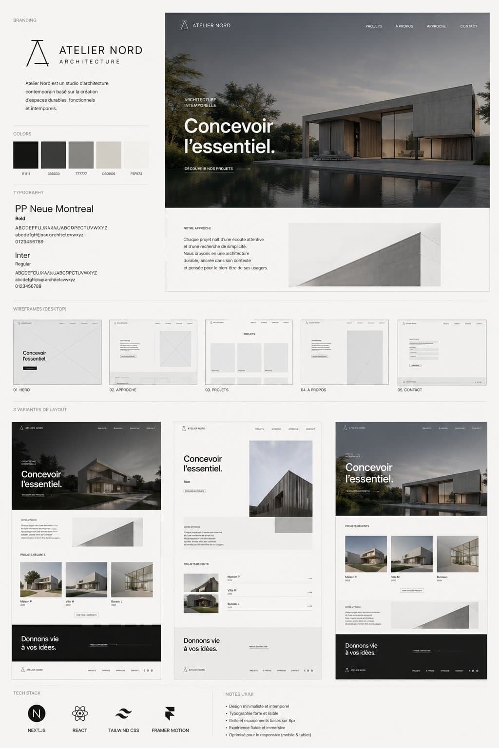 Exploration visuelle d'une page de site avant son habillage final.